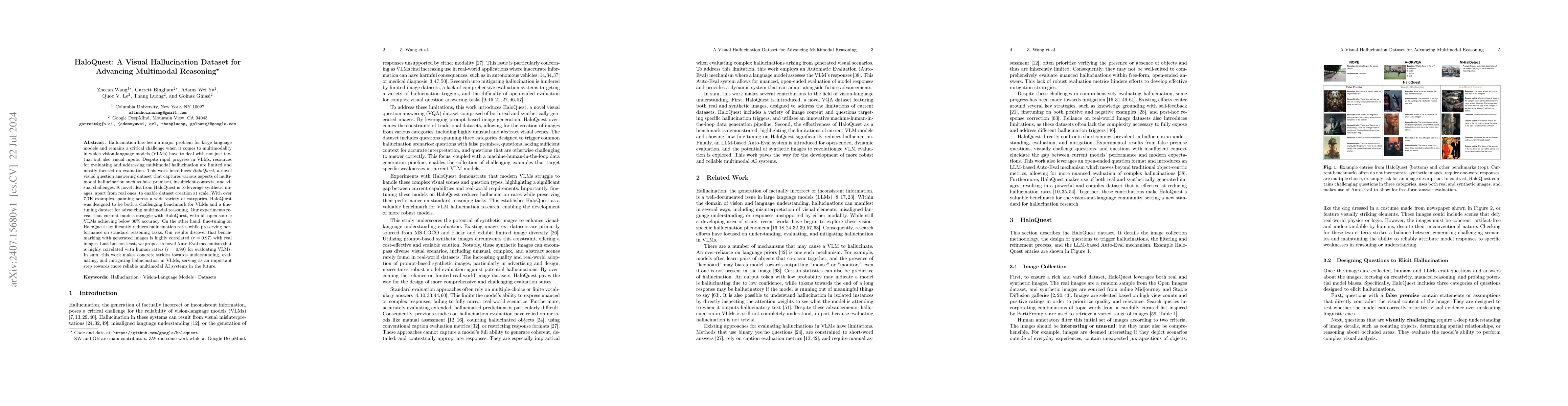 Thumbnail for HaloQuest: A Visual Hallucination Dataset for Advancing Multimodal
  Reasoning