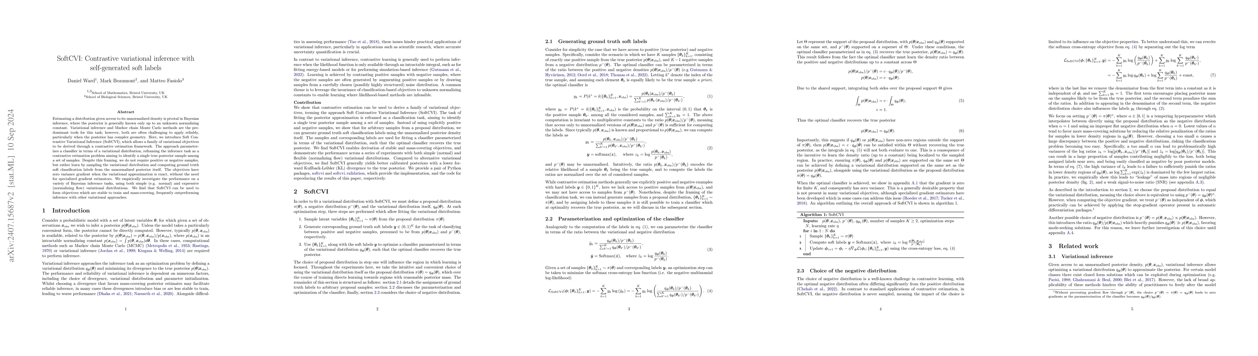 Thumbnail for SoftCVI: contrastive variational inference with self-generated soft
  labels
