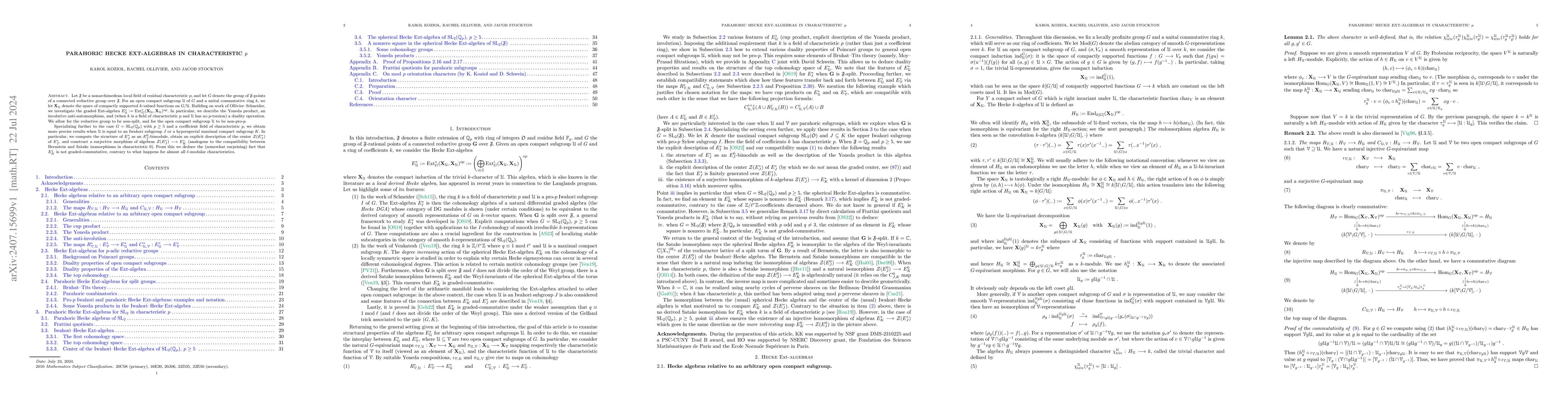 Thumbnail for Parahoric Hecke Ext-algebras in characteristic $p$