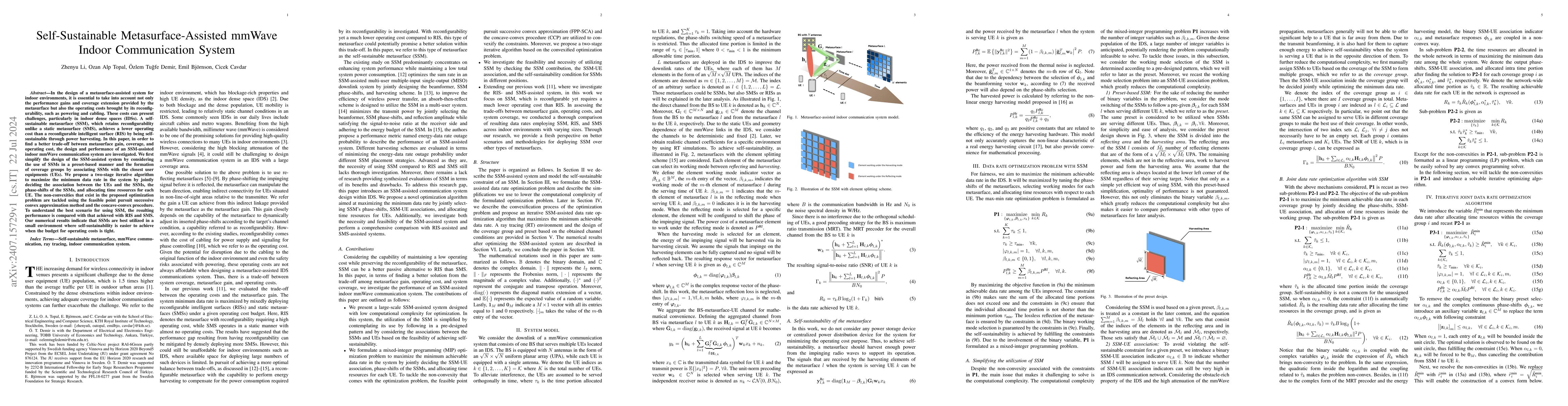 Thumbnail for Self-Sustainable Metasurface-Assisted mmWave Indoor Communication System