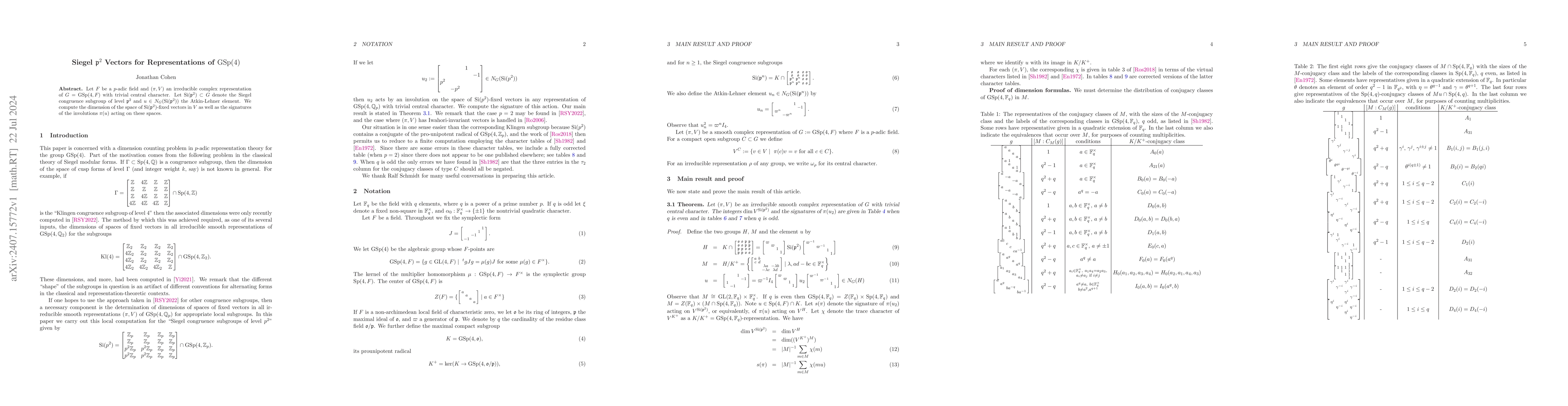 Thumbnail for Siegel $\mathfrak{p}^2$ Vectors for Representations of $GSp(4)$