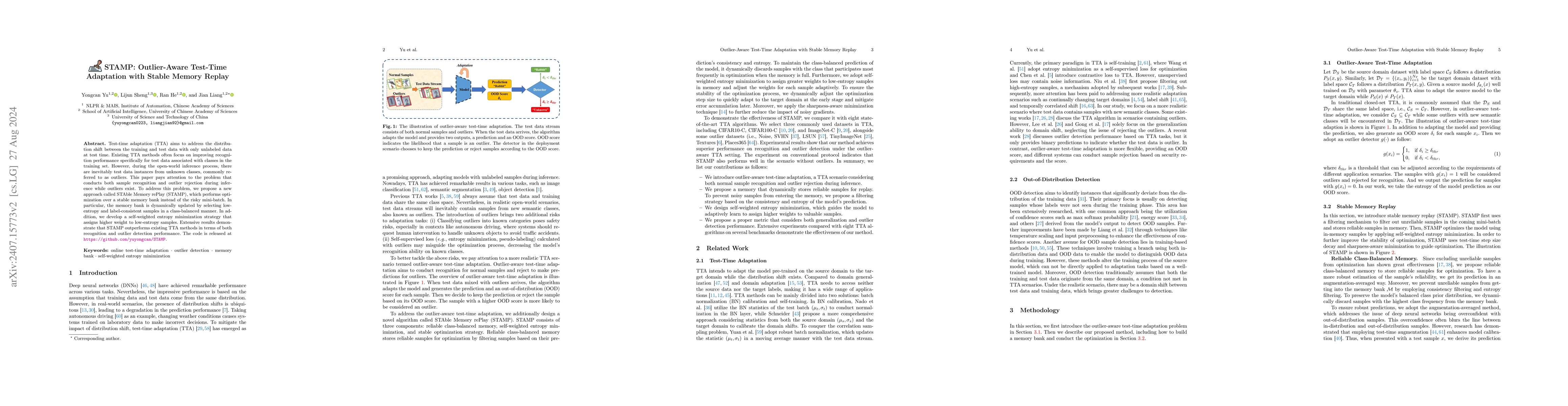 Thumbnail for STAMP: Outlier-Aware Test-Time Adaptation with Stable Memory Replay