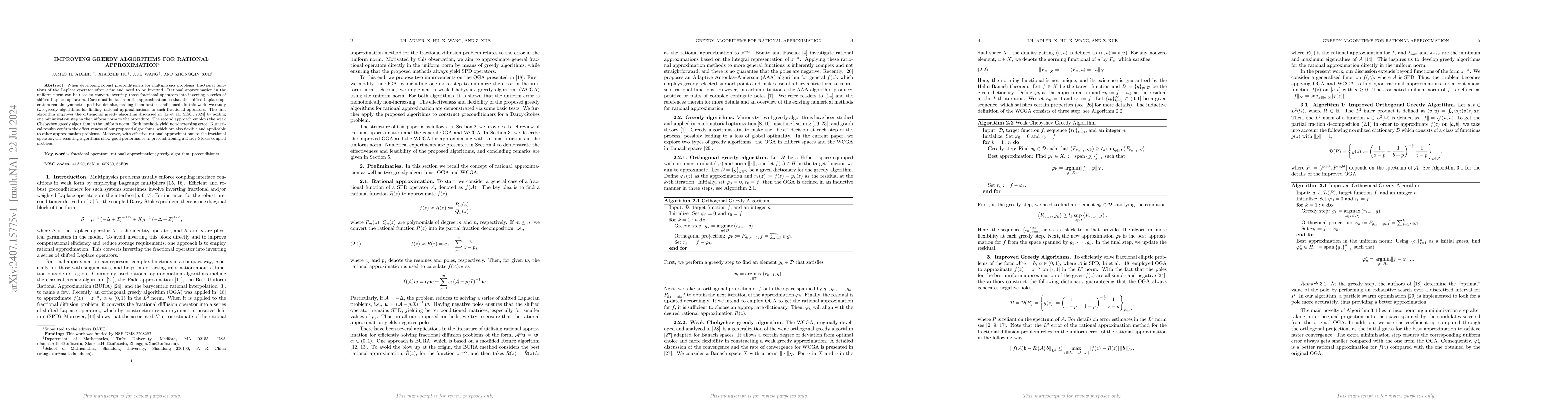 Thumbnail for Improving Greedy Algorithms for Rational Approximation
