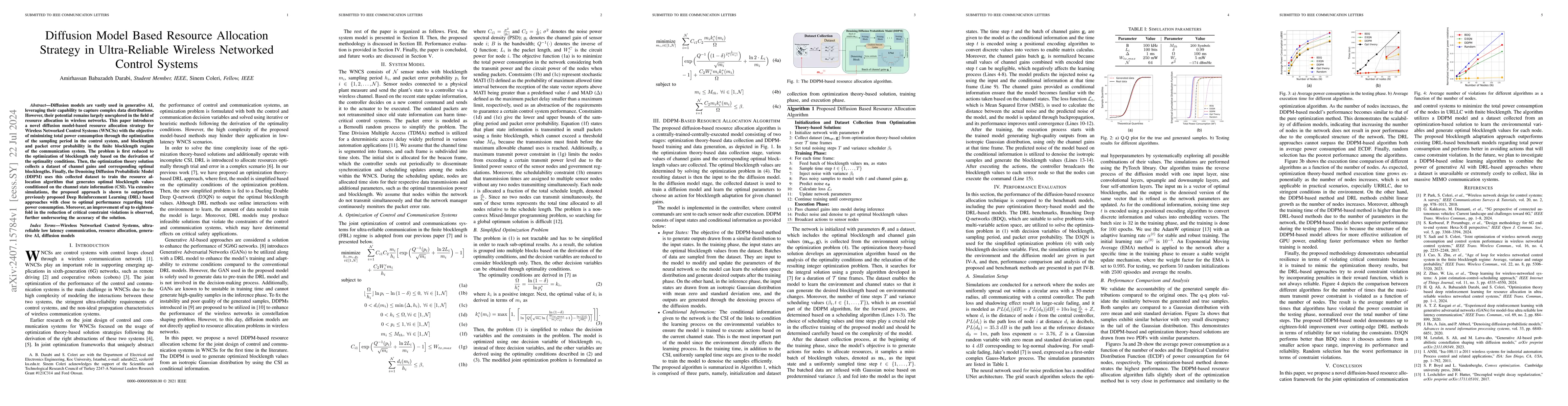 Thumbnail for Diffusion Model Based Resource Allocation Strategy in Ultra-Reliable
  Wireless Networked Control Systems