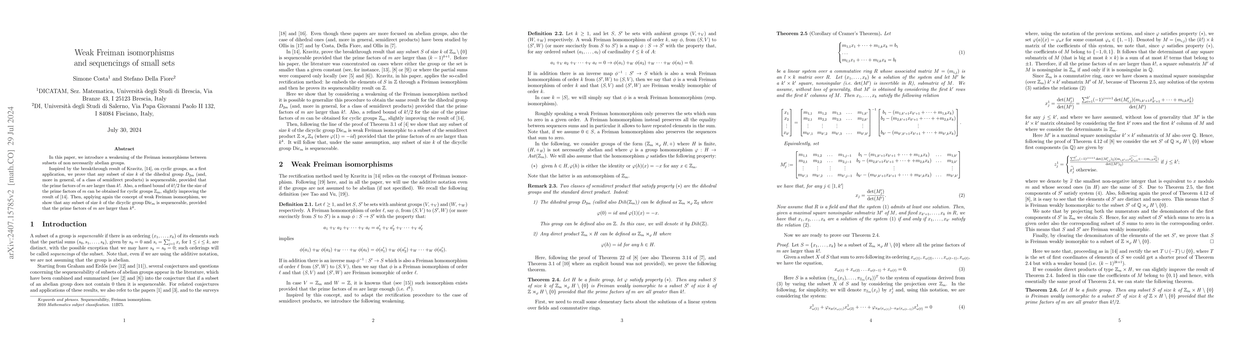 Thumbnail for Weak Freiman isomorphisms and sequencings of small sets