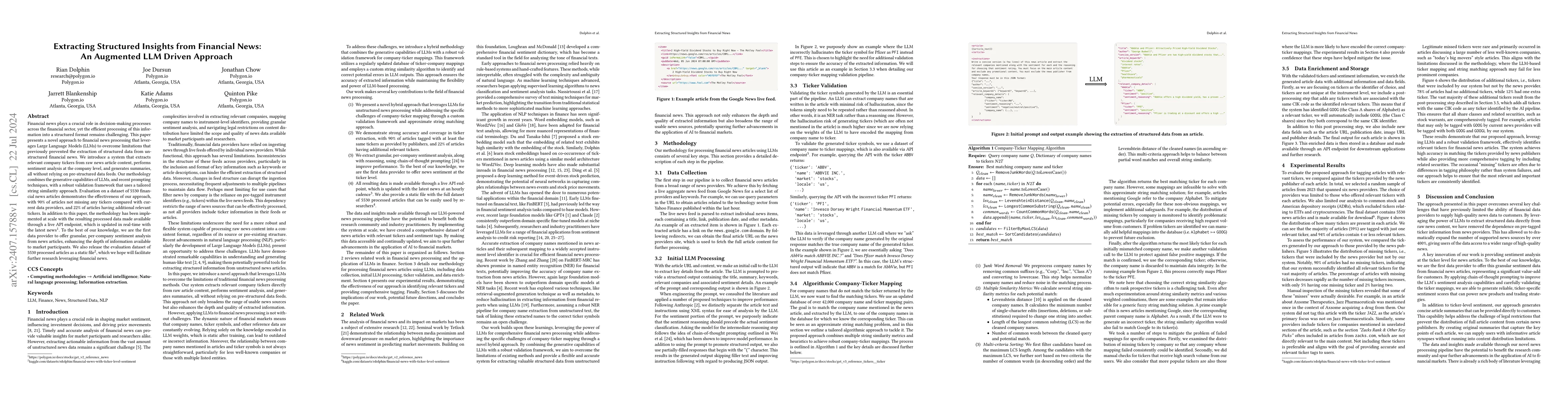 Thumbnail for Extracting Structured Insights from Financial News: An Augmented LLM
  Driven Approach