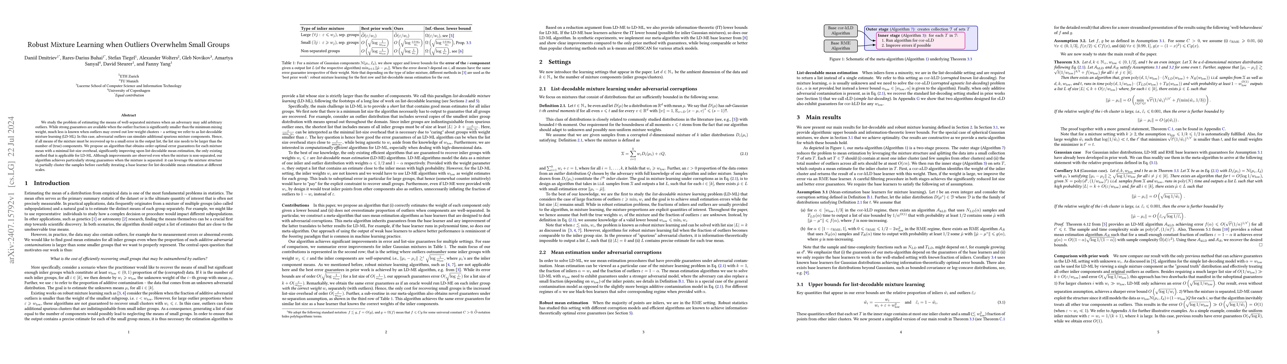 Thumbnail for Robust Mixture Learning when Outliers Overwhelm Small Groups