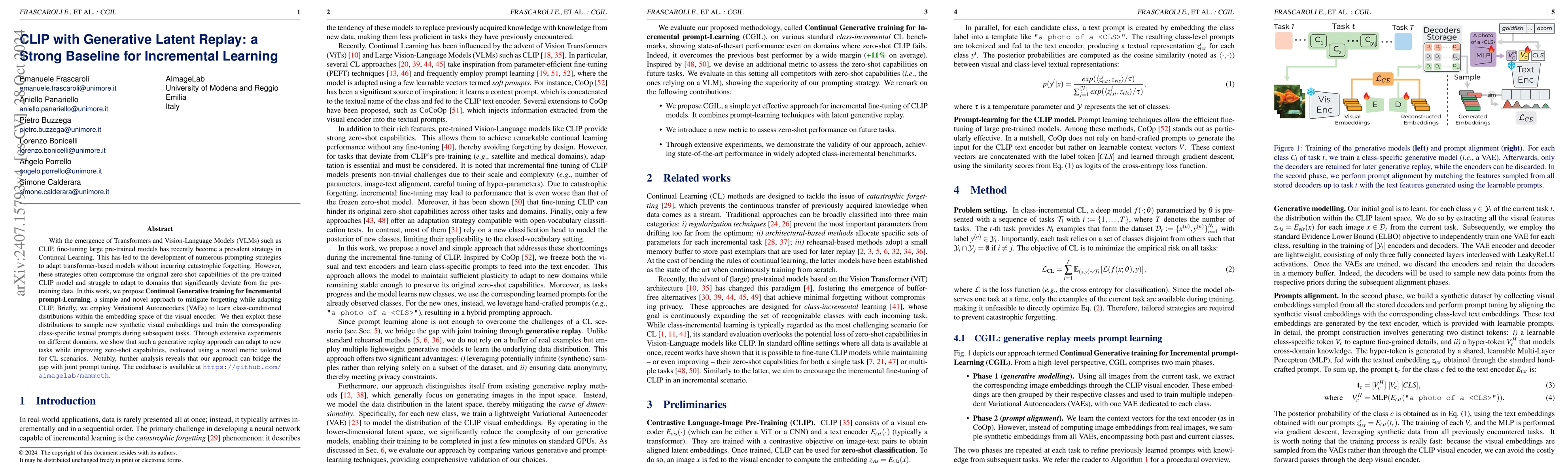 Thumbnail for CLIP with Generative Latent Replay: a Strong Baseline for Incremental
  Learning