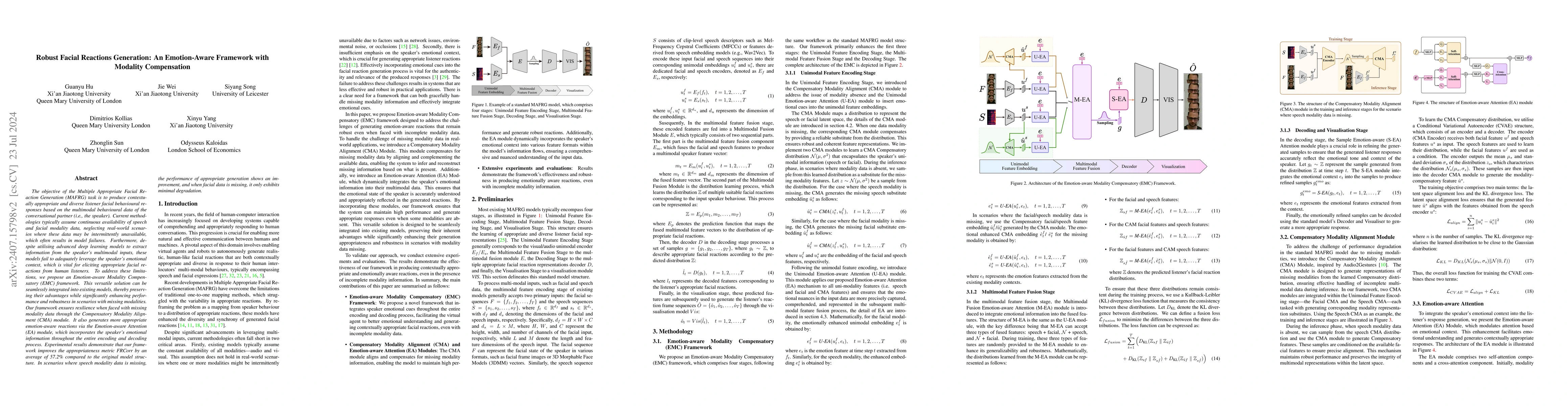 Thumbnail for Robust Facial Reactions Generation: An Emotion-Aware Framework with
  Modality Compensation