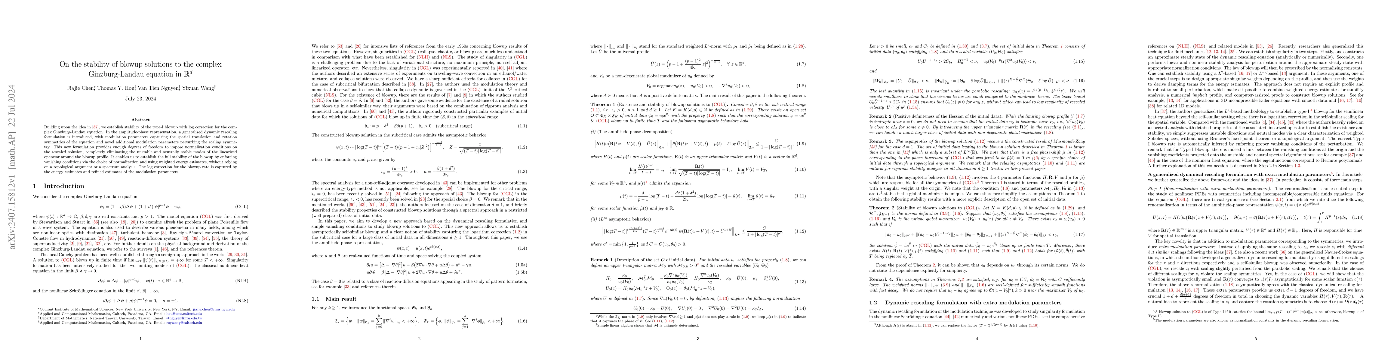 Thumbnail for On the stability of blowup solutions to the complex Ginzburg-Landau
  equation in R^d