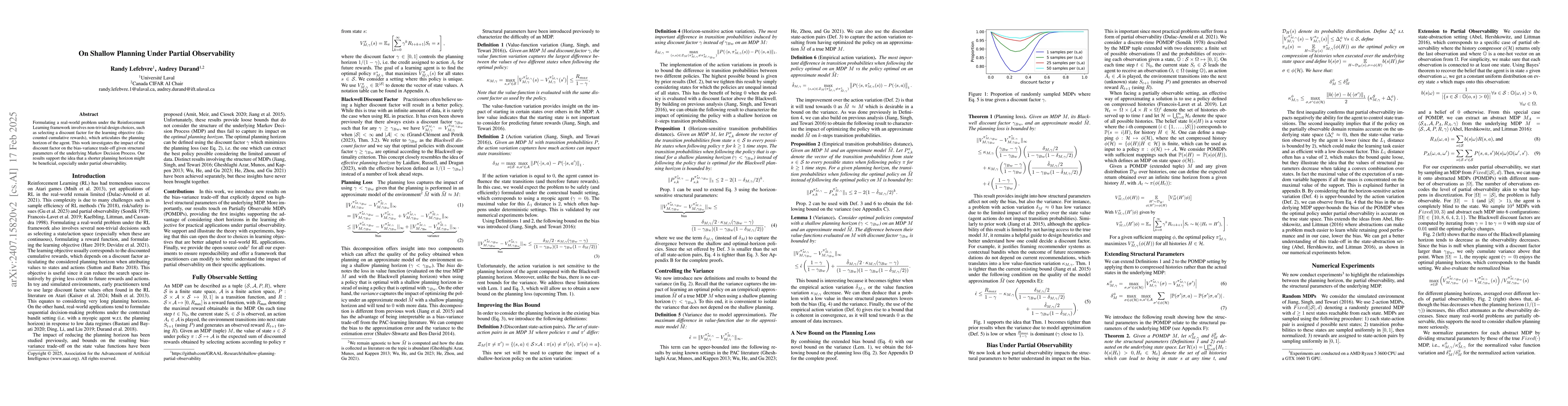 Thumbnail for On shallow planning under partial observability