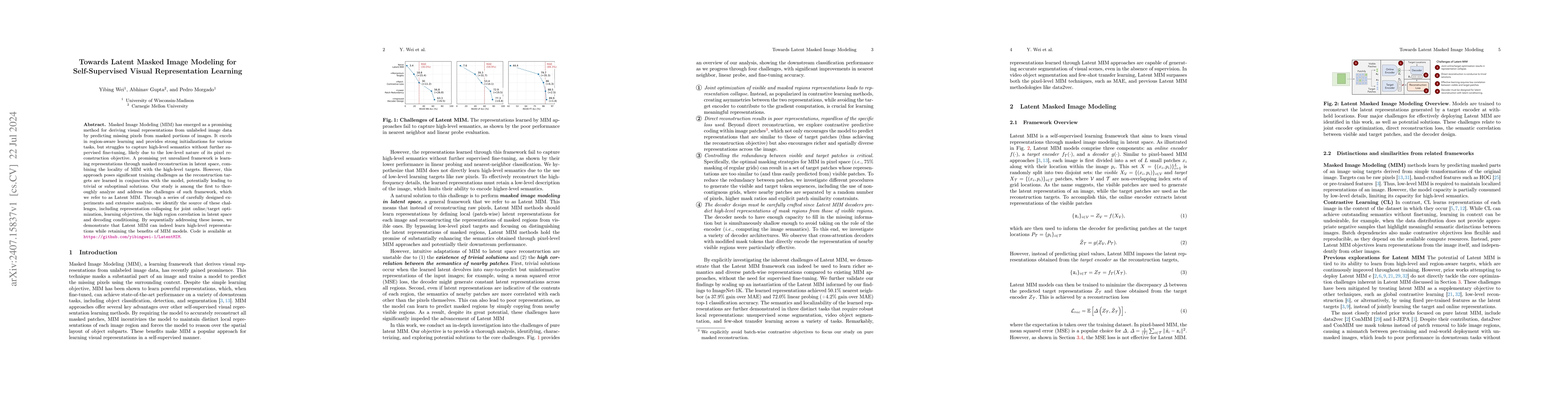 Thumbnail for Towards Latent Masked Image Modeling for Self-Supervised Visual
  Representation Learning