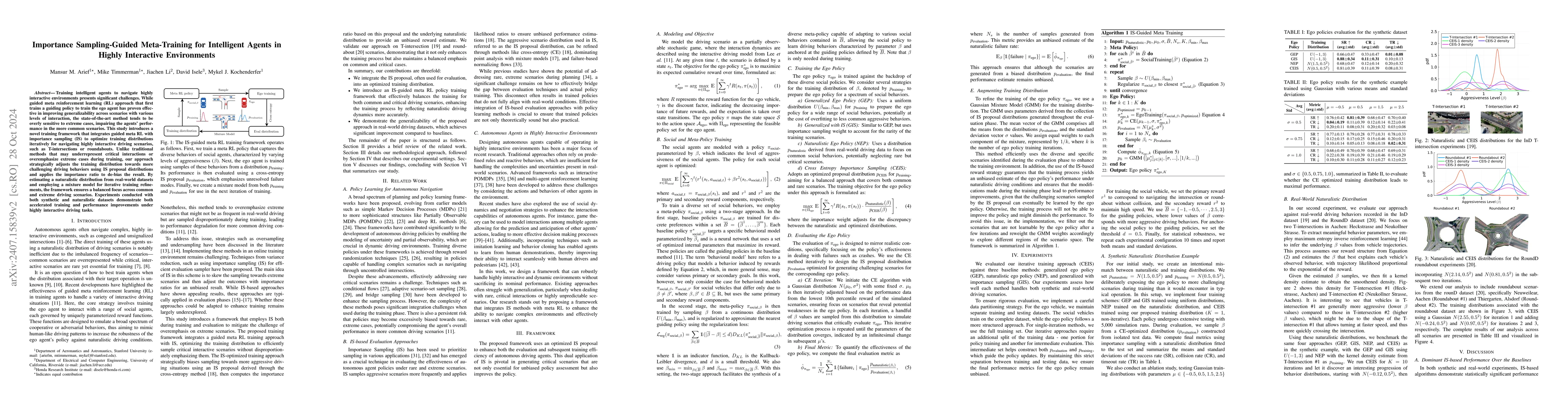 Thumbnail for Importance Sampling-Guided Meta-Training for Intelligent Agents in
  Highly Interactive Environments