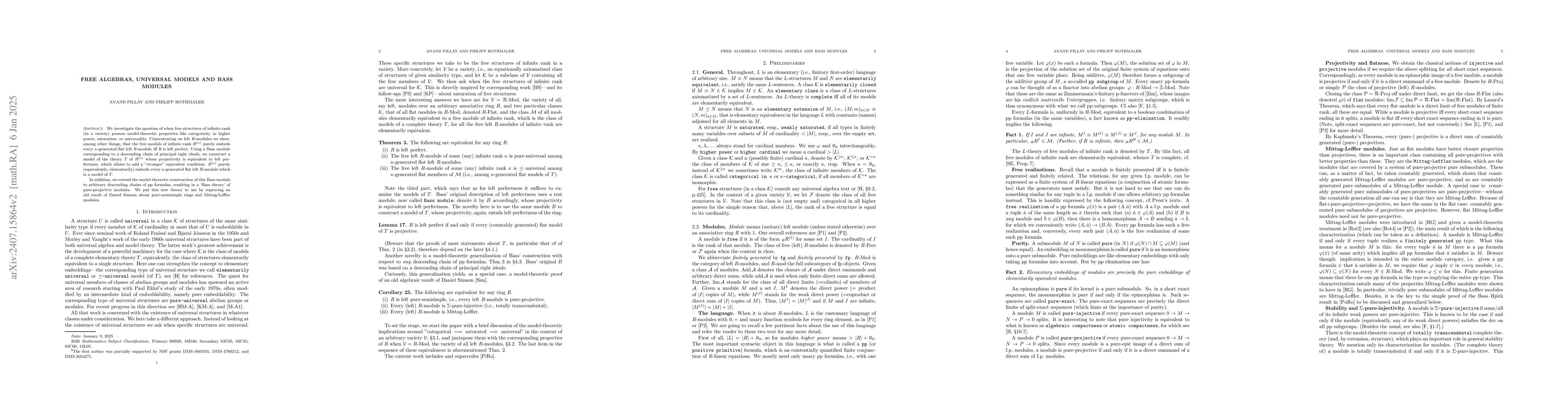Thumbnail for Free algebras, universal models and Bass modules