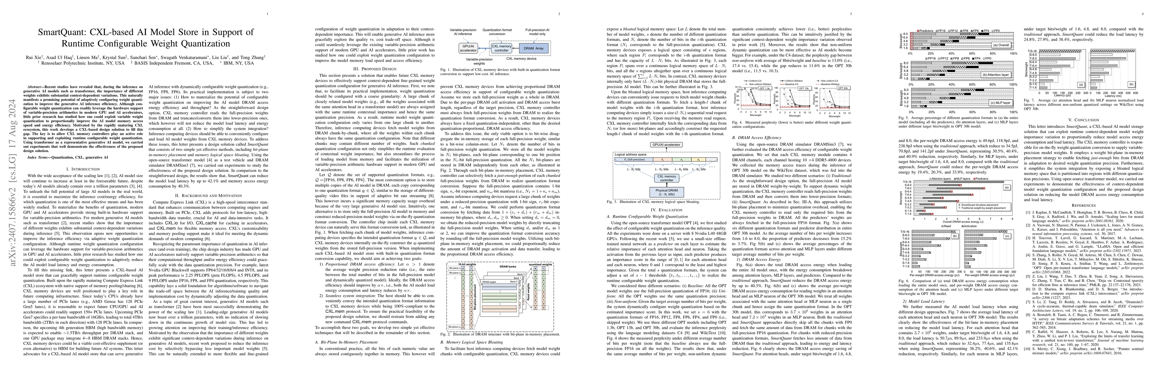 Thumbnail for SmartQuant: CXL-based AI Model Store in Support of Runtime Configurable
  Weight Quantization