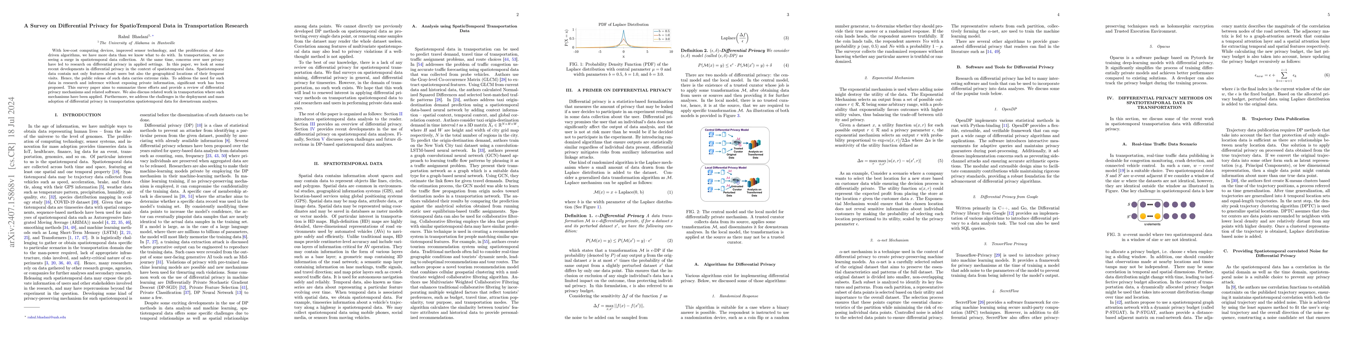 Thumbnail for A Survey on Differential Privacy for SpatioTemporal Data in
  Transportation Research