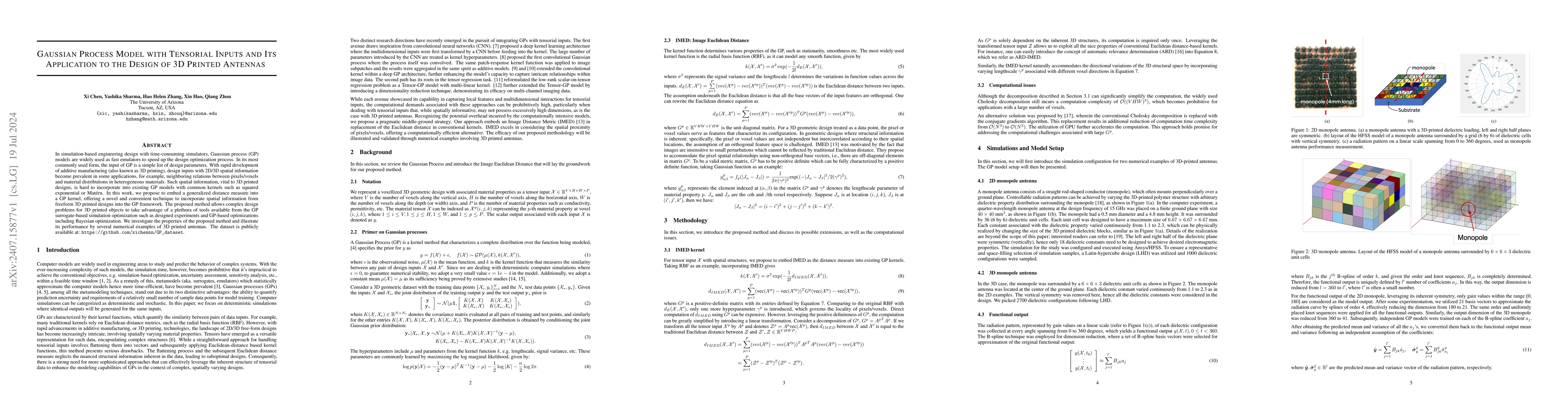 Thumbnail for Gaussian Process Model with Tensorial Inputs and Its Application to the
  Design of 3D Printed Antennas