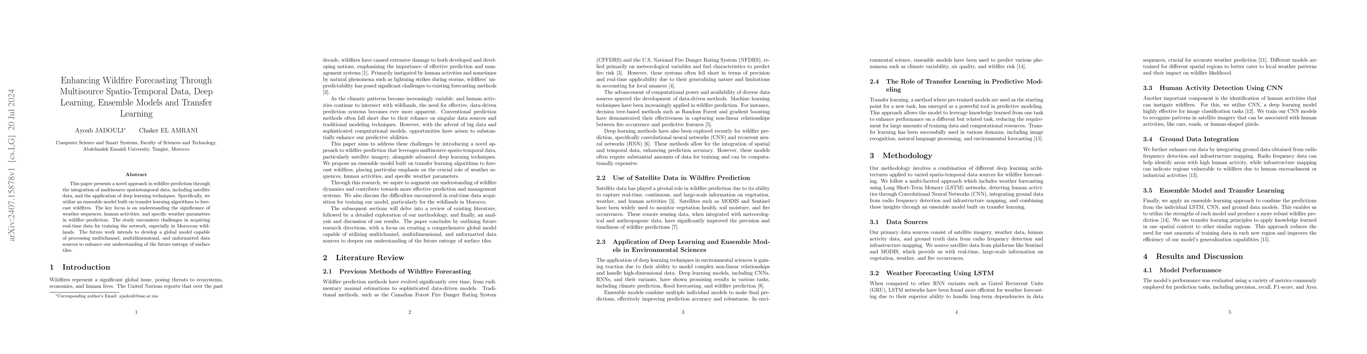 Thumbnail for Enhancing Wildfire Forecasting Through Multisource Spatio-Temporal Data,
  Deep Learning, Ensemble Models and Transfer Learning