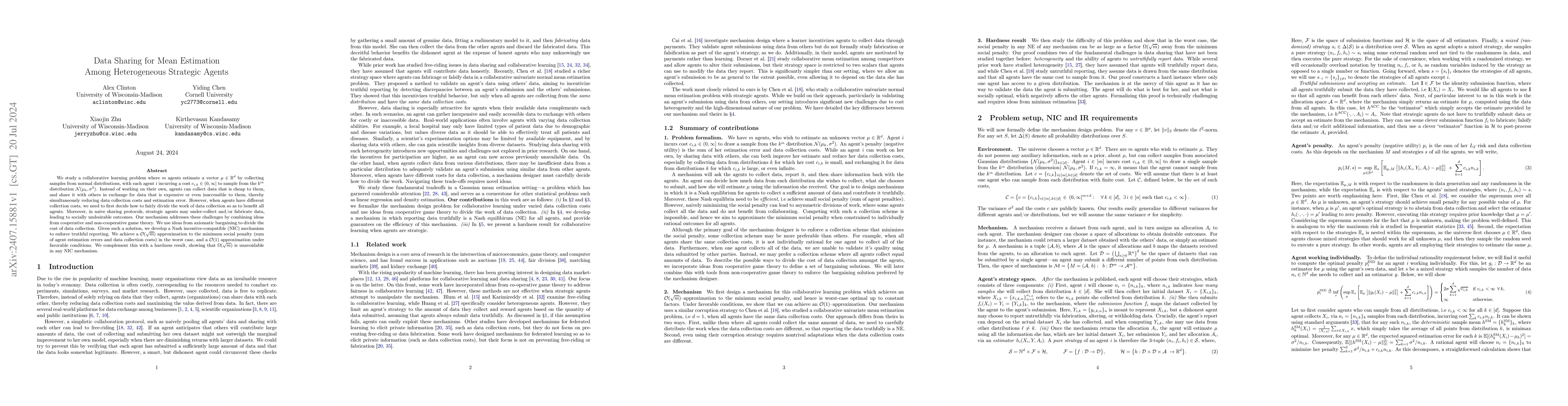 Thumbnail for Data Sharing for Mean Estimation Among Heterogeneous Strategic Agents
