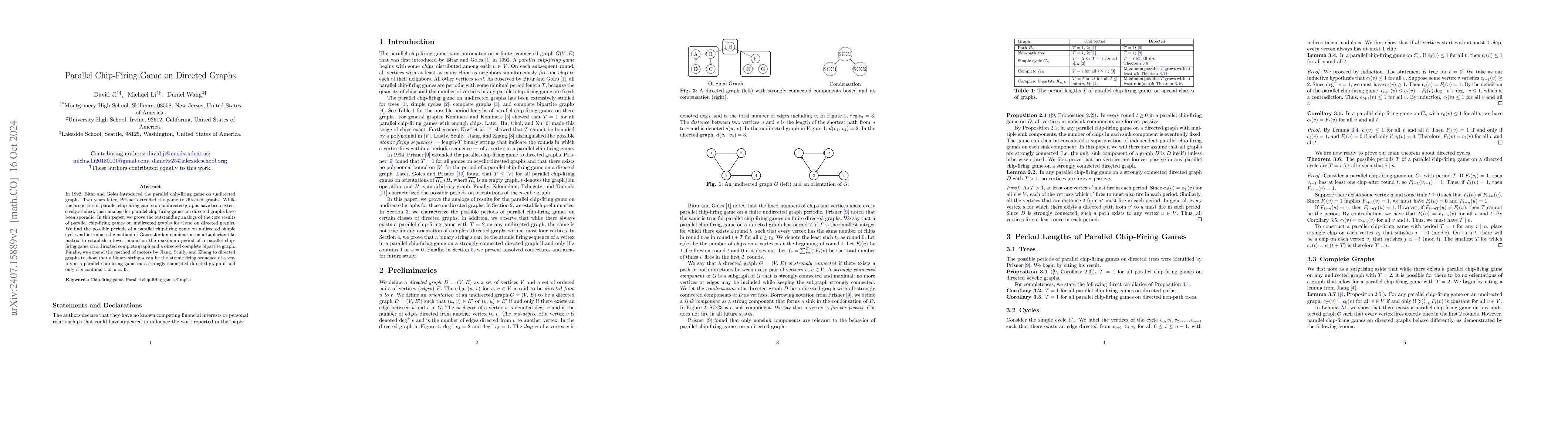 Thumbnail for Parallel chip-firing games on directed graphs