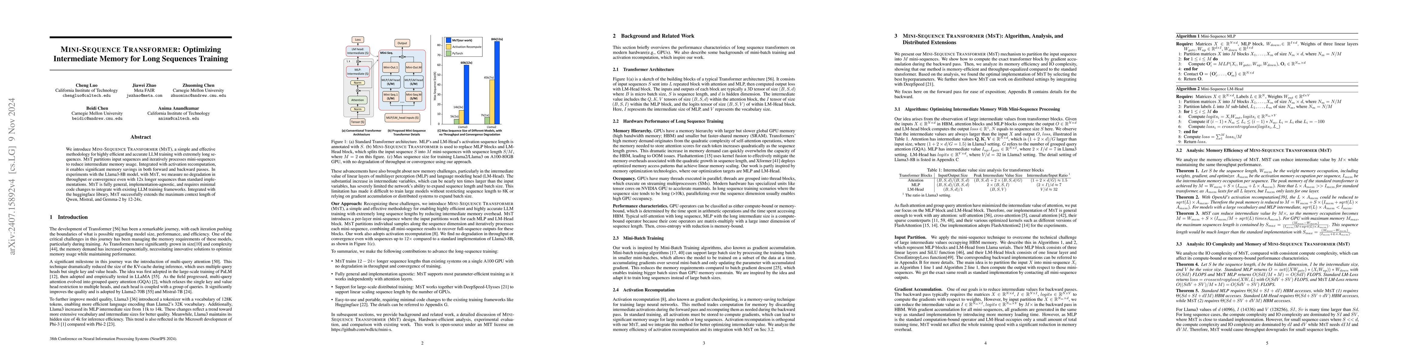 Thumbnail for MINI-SEQUENCE TRANSFORMER: Optimizing Intermediate Memory for Long
  Sequences Training
