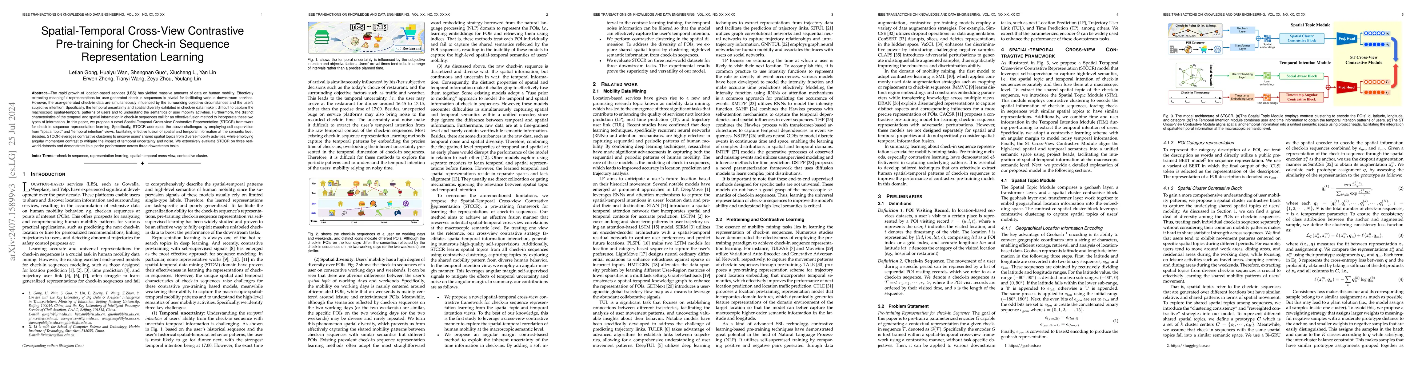 Thumbnail for Spatial-Temporal Cross-View Contrastive Pre-training for Check-in
  Sequence Representation Learning