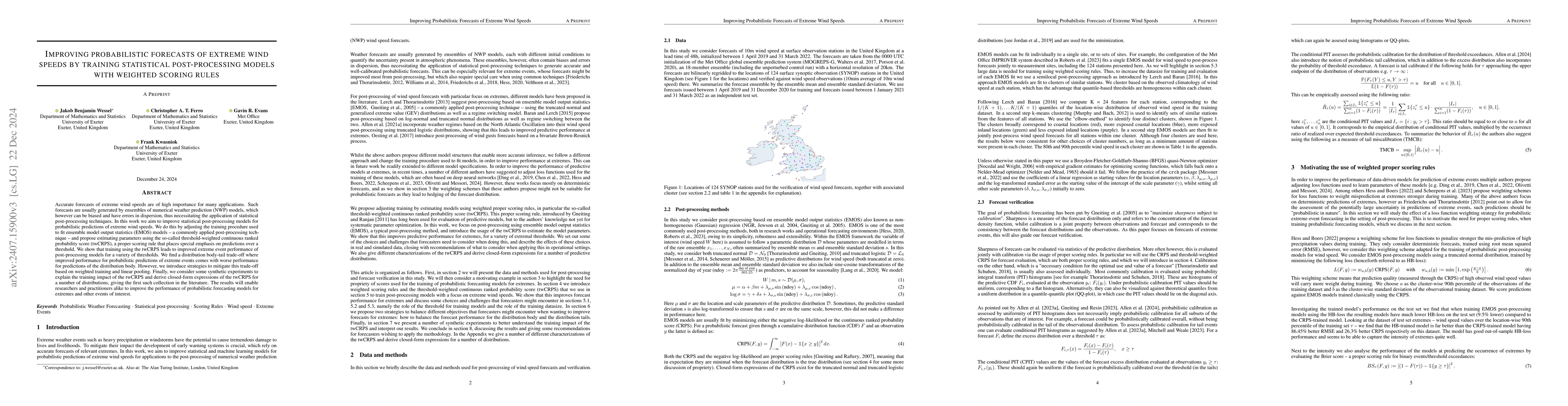 Thumbnail for Improving probabilistic forecasts of extreme wind speeds by training
  statistical post-processing models with weighted scoring rules