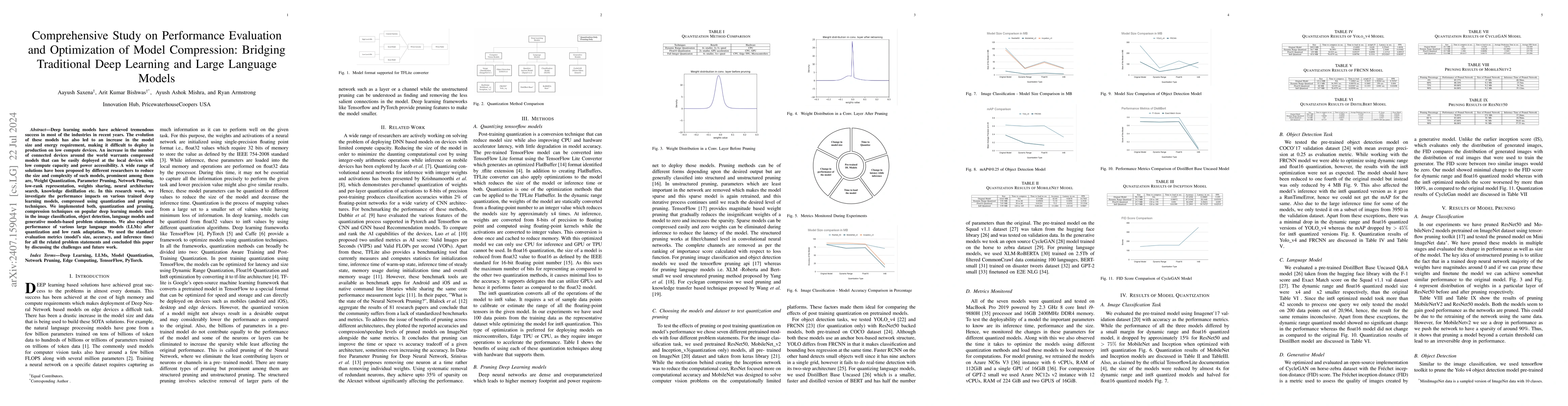 Thumbnail for Comprehensive Study on Performance Evaluation and Optimization of Model
  Compression: Bridging Traditional Deep Learning and Large Language Models