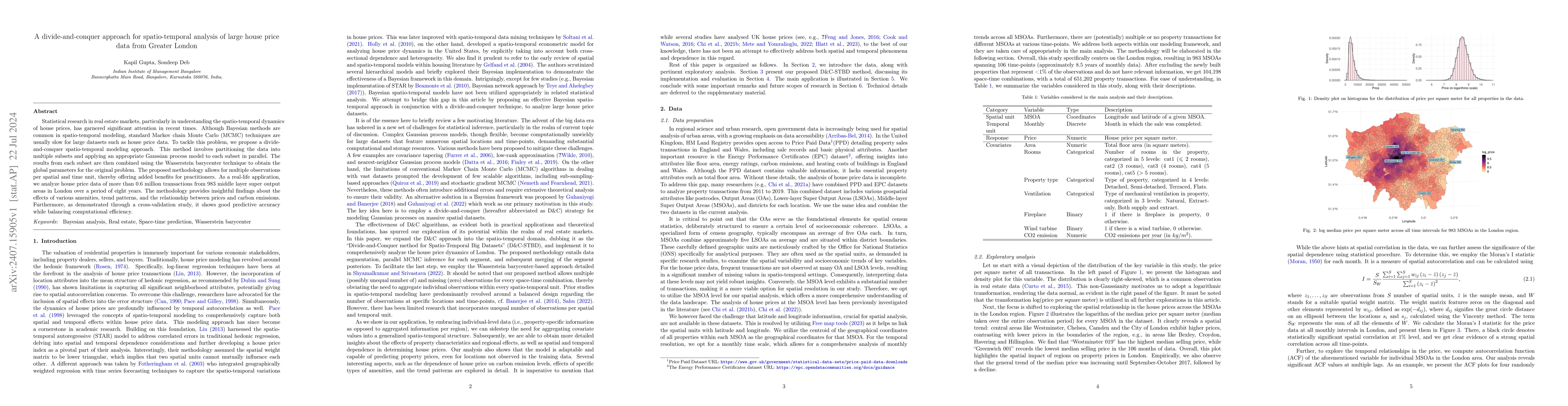 Thumbnail for A divide-and-conquer approach for spatio-temporal analysis of large
  house price data from Greater London