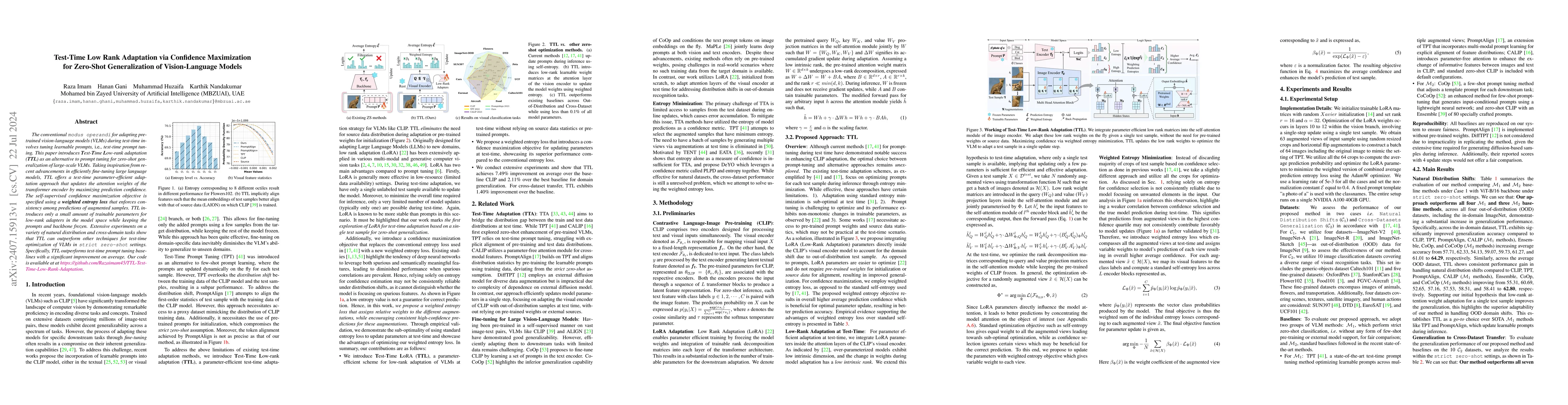 Thumbnail for Test-Time Low Rank Adaptation via Confidence Maximization for Zero-Shot
  Generalization of Vision-Language Models