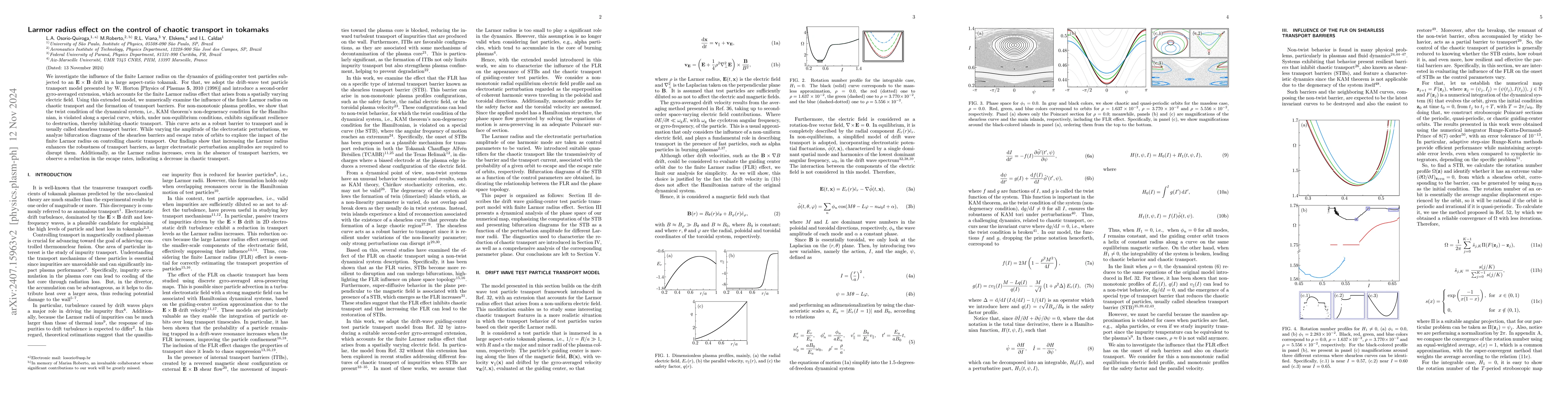 Thumbnail for Larmor radius effect on the control of chaotic transport in tokamaks