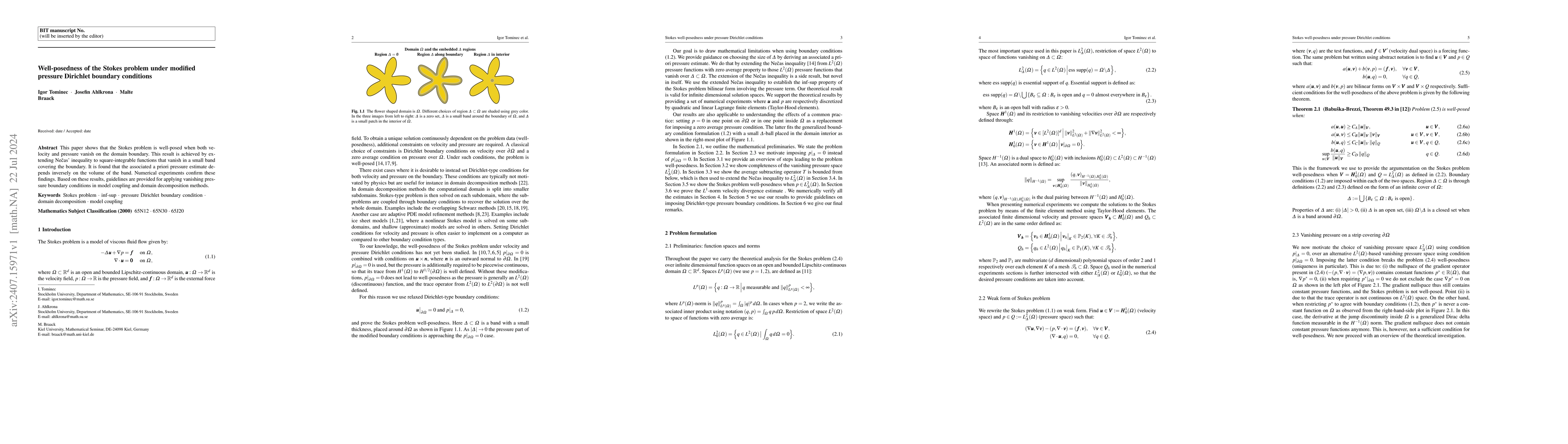 Thumbnail for Well-posedness of the Stokes problem under modified pressure Dirichlet
  boundary conditions