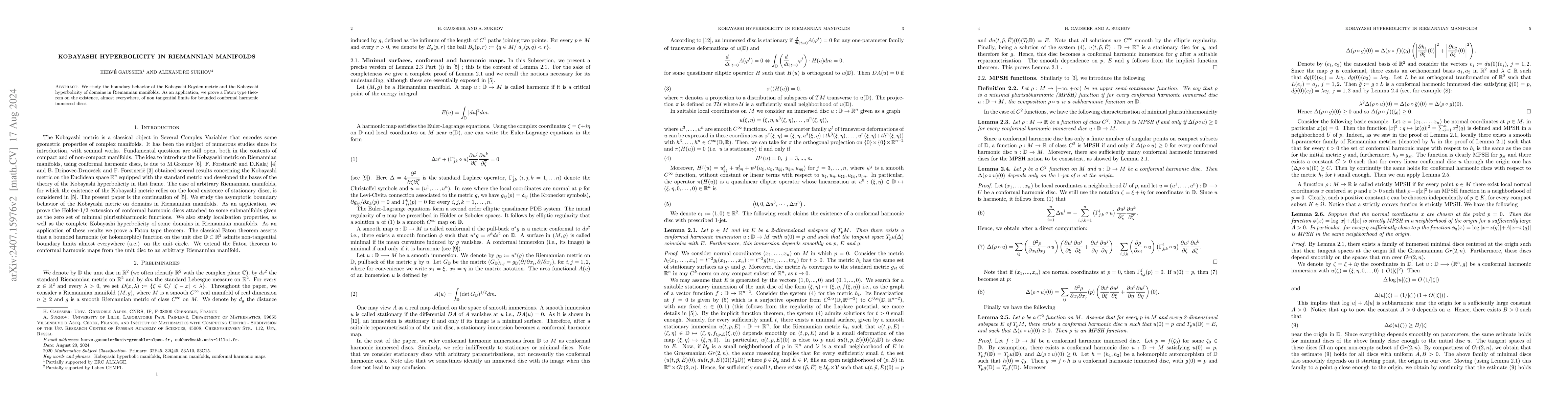 Thumbnail for Kobayashi hyperbolicity in Riemannian manifolds