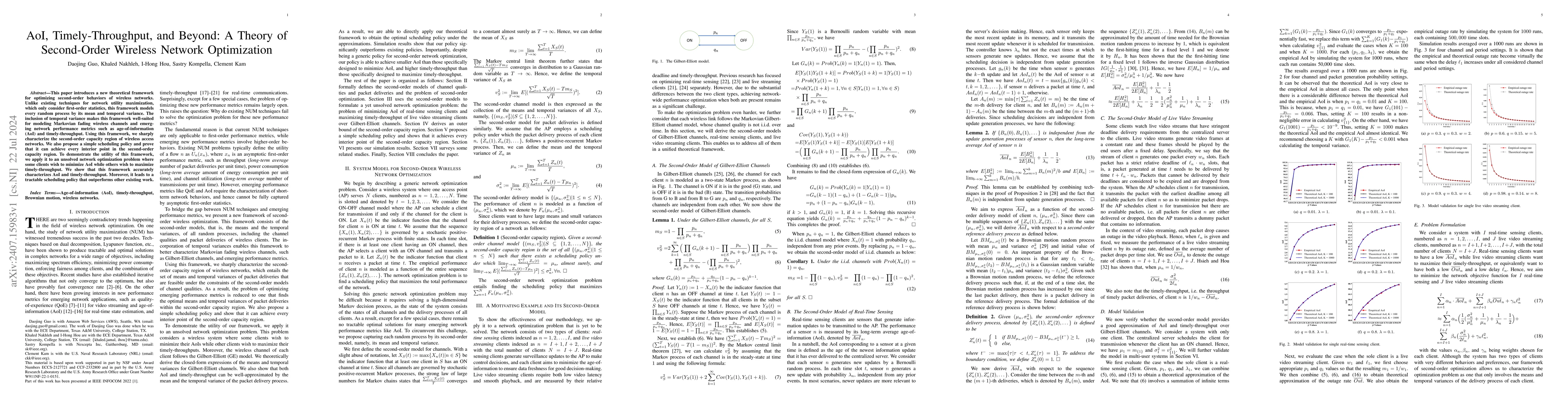 Thumbnail for AoI, Timely-Throughput, and Beyond: A Theory of Second-Order Wireless
  Network Optimization