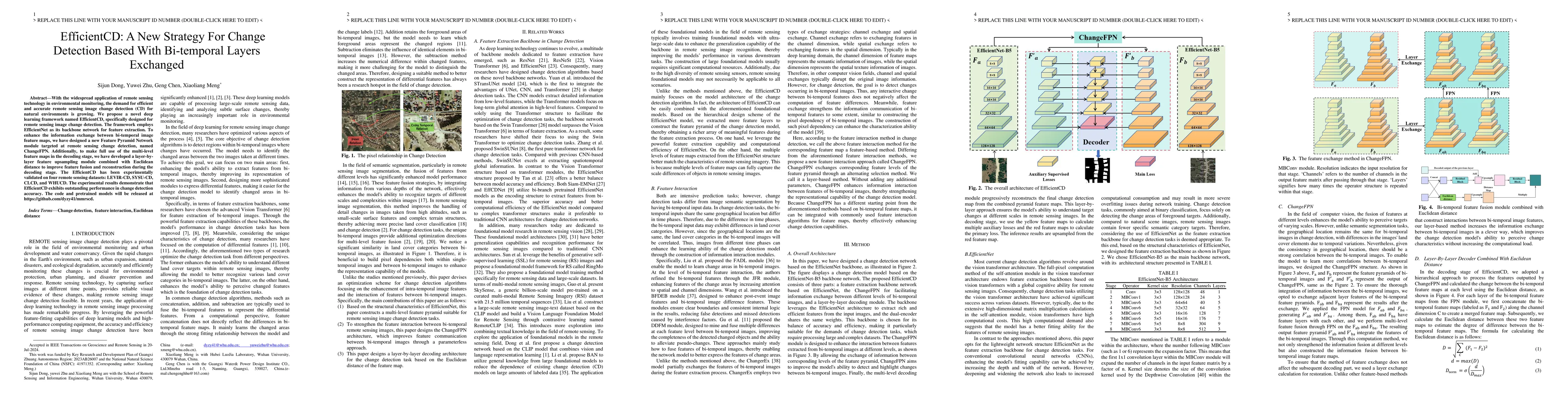 Thumbnail for EfficientCD: A New Strategy For Change Detection Based With Bi-temporal
  Layers Exchanged