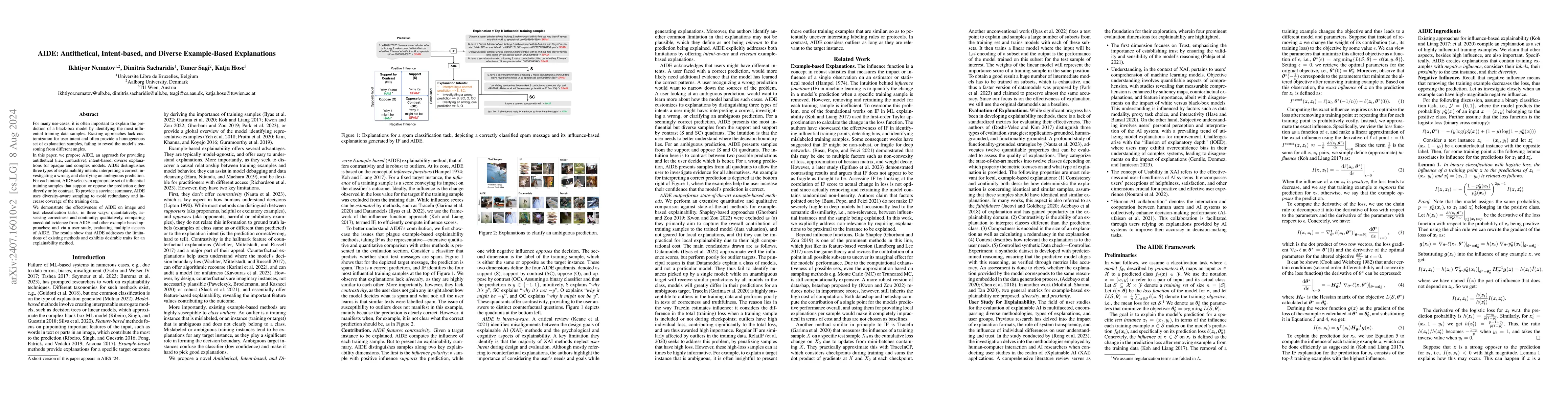 Thumbnail for AIDE: Antithetical, Intent-based, and Diverse Example-Based Explanations