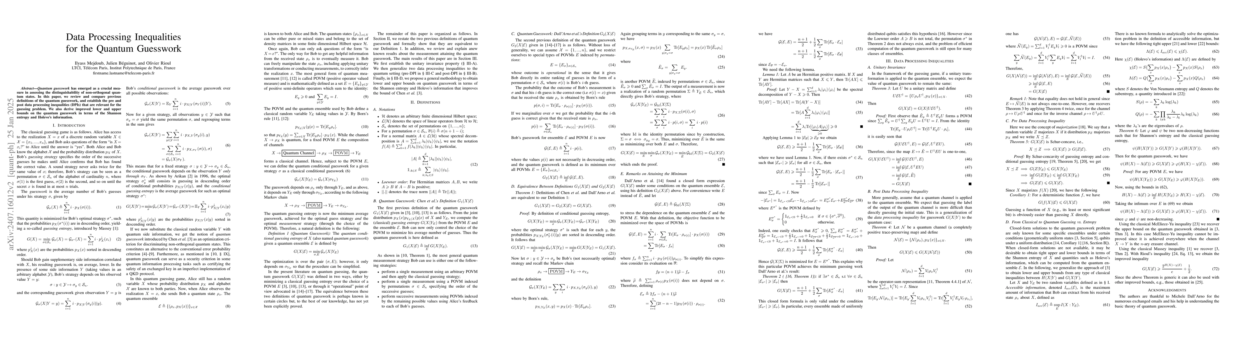 Thumbnail for Data Processing Inequality for The Quantum Guesswork