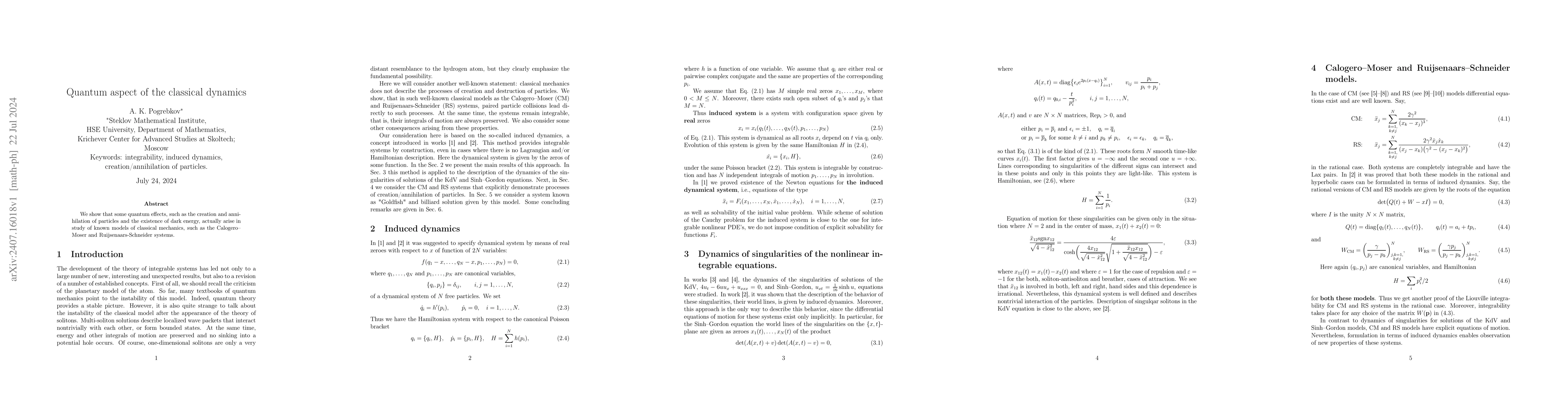 Thumbnail for Quantum aspect of the classical dynamics