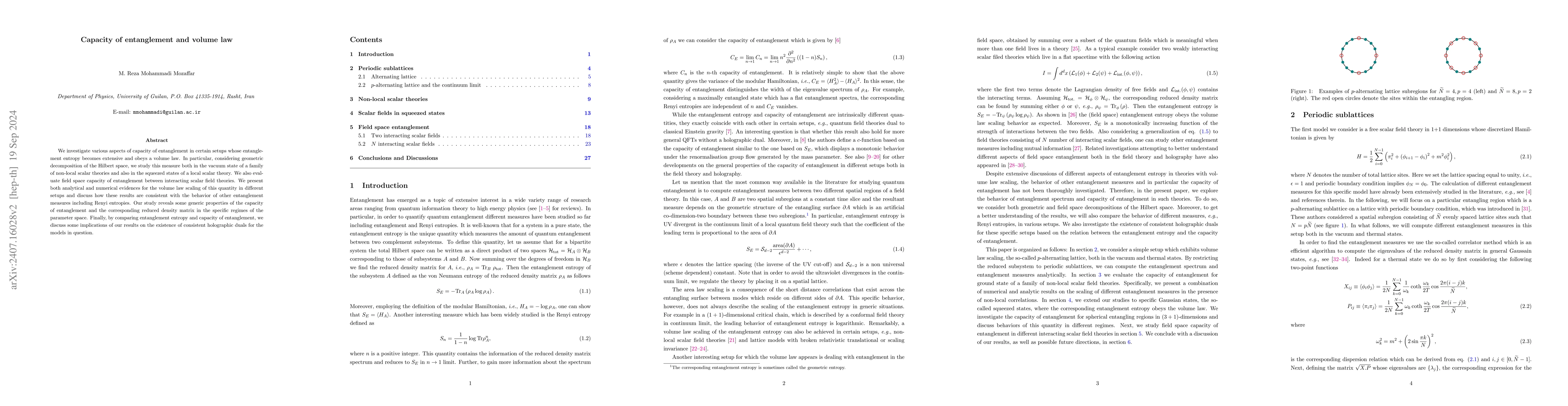Thumbnail for Capacity of entanglement and volume law