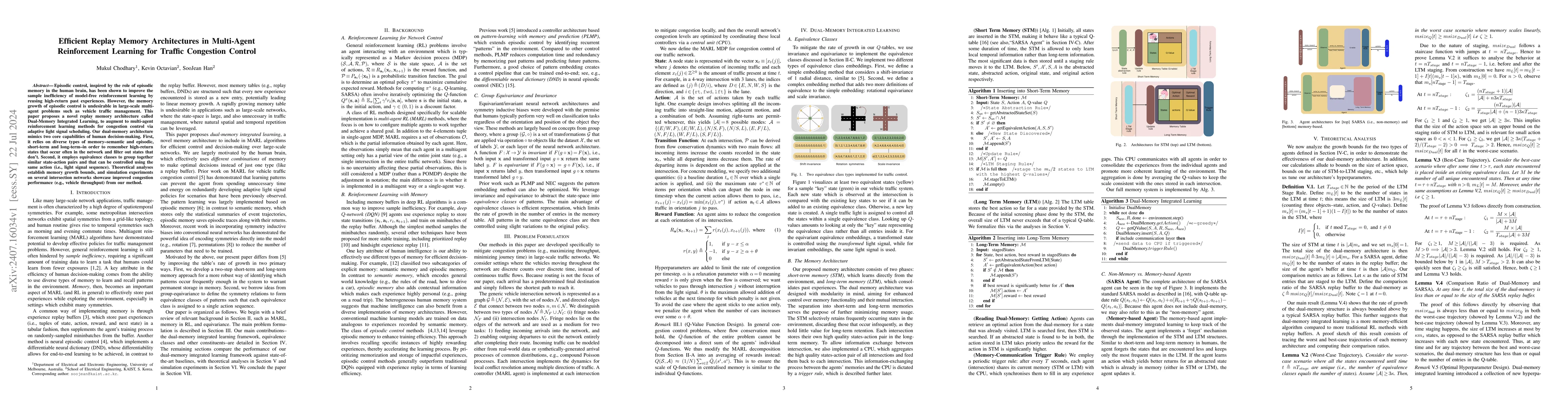 Thumbnail for Efficient Replay Memory Architectures in Multi-Agent Reinforcement
  Learning for Traffic Congestion Control