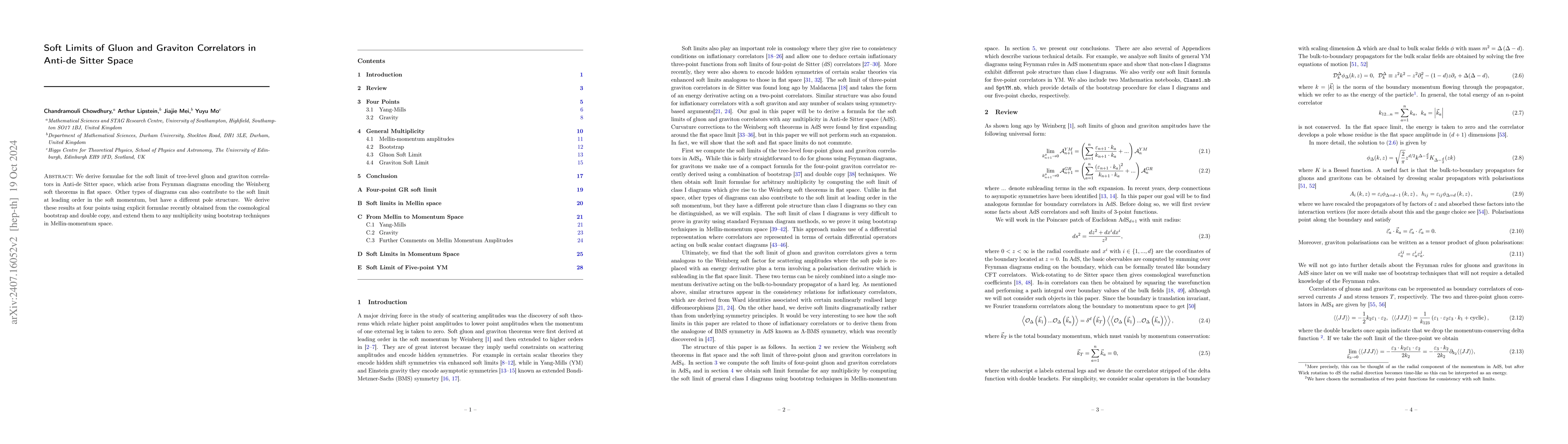 Thumbnail for Soft Limits of Gluon and Graviton Correlators in Anti-de Sitter Space