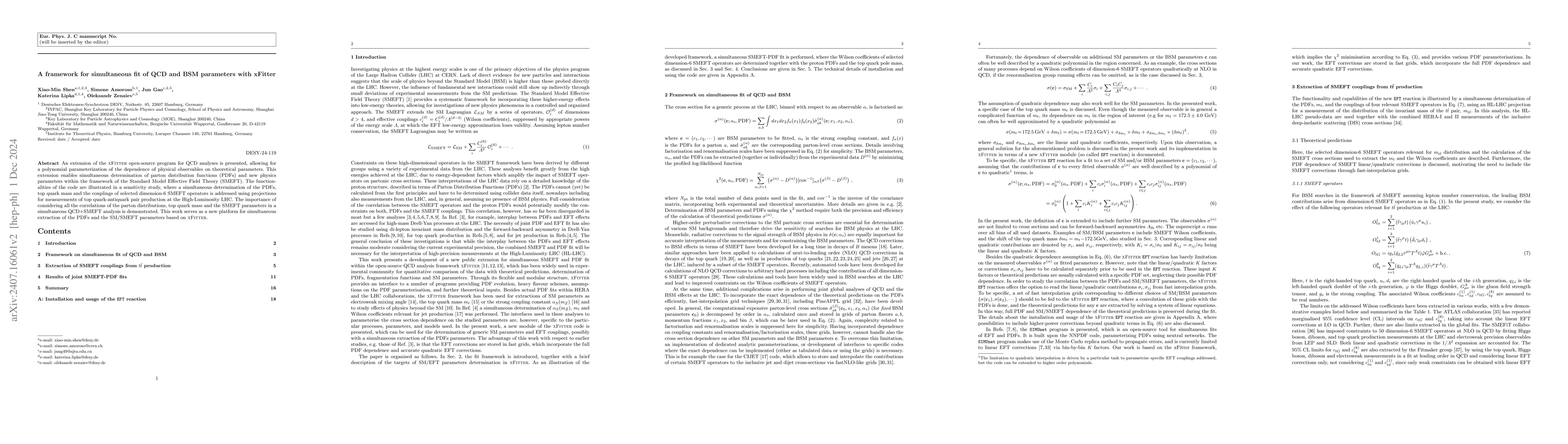 Thumbnail for A framework for simultaneous fit of QCD and BSM parameters with xFitter
