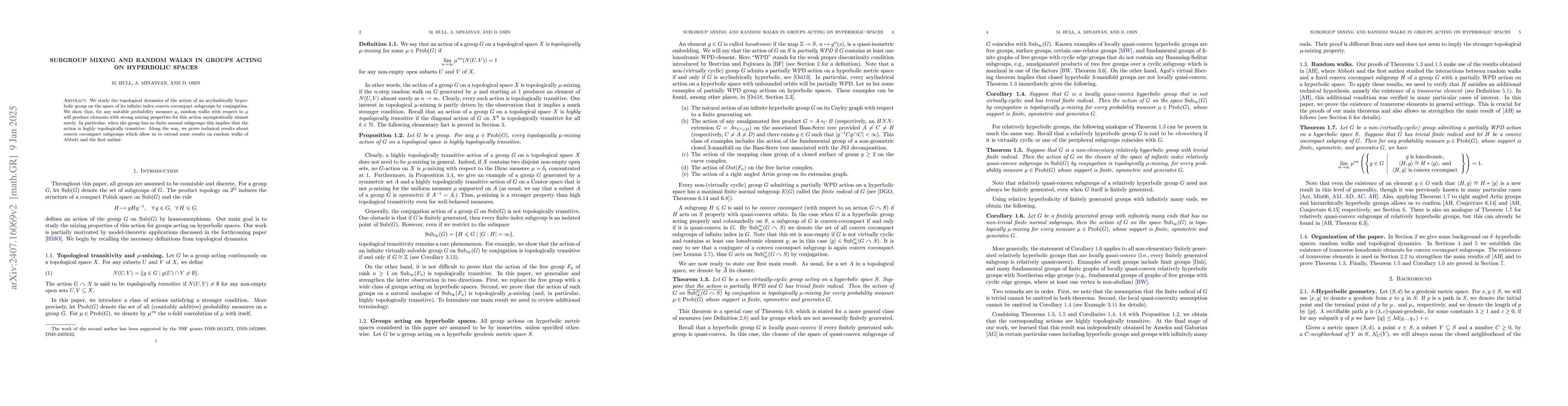 Thumbnail for Subgroup mixing and random walks in groups acting on hyperbolic spaces
