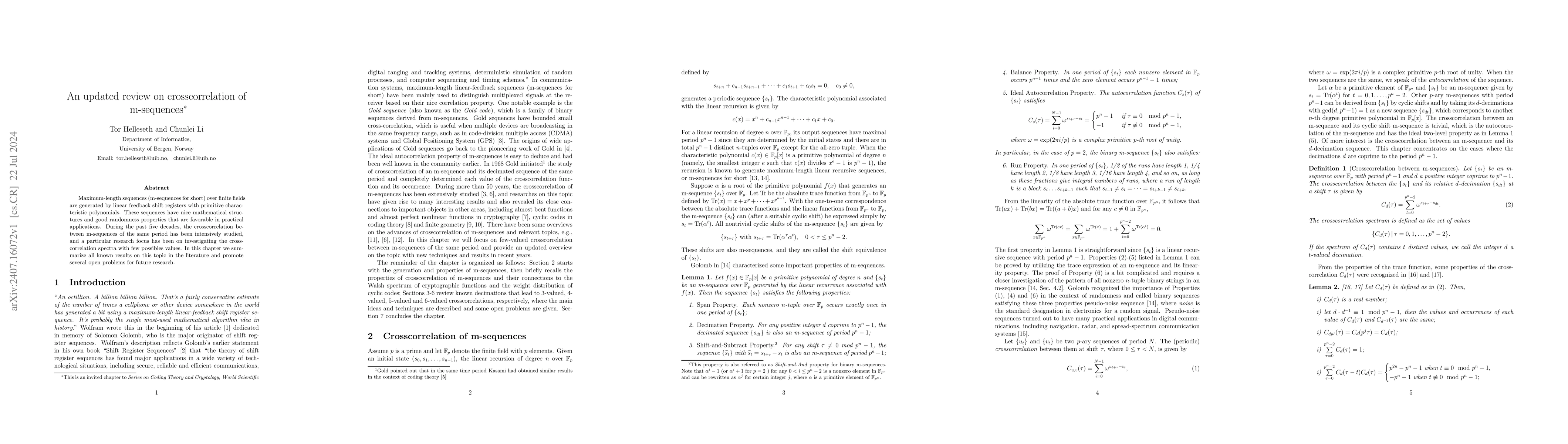 Thumbnail for An updated review on cross-correlation of m-sequences