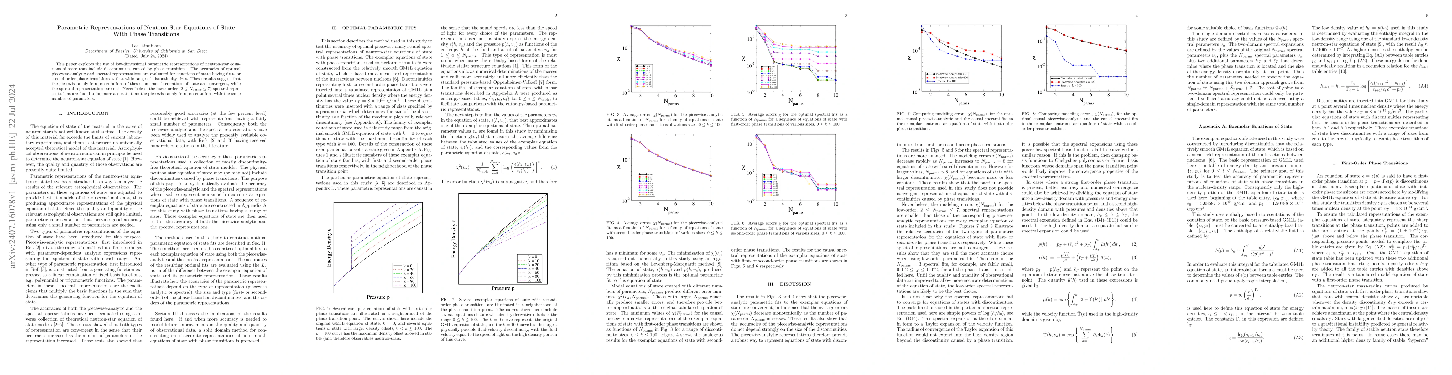Thumbnail for Parametric Representations of Neutron-Star Equations of State With Phase
  Transitions