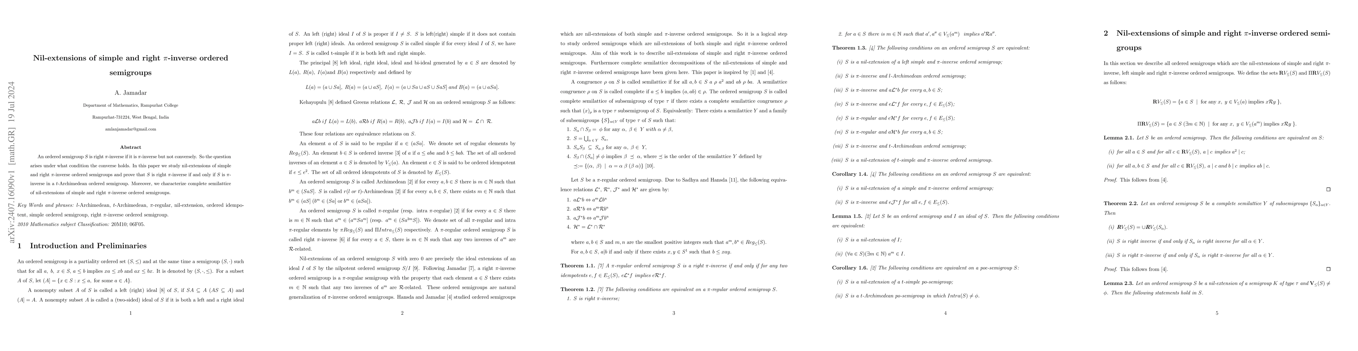 Thumbnail for Nil-extensions of simple and right $π$-inverse ordered semigroups