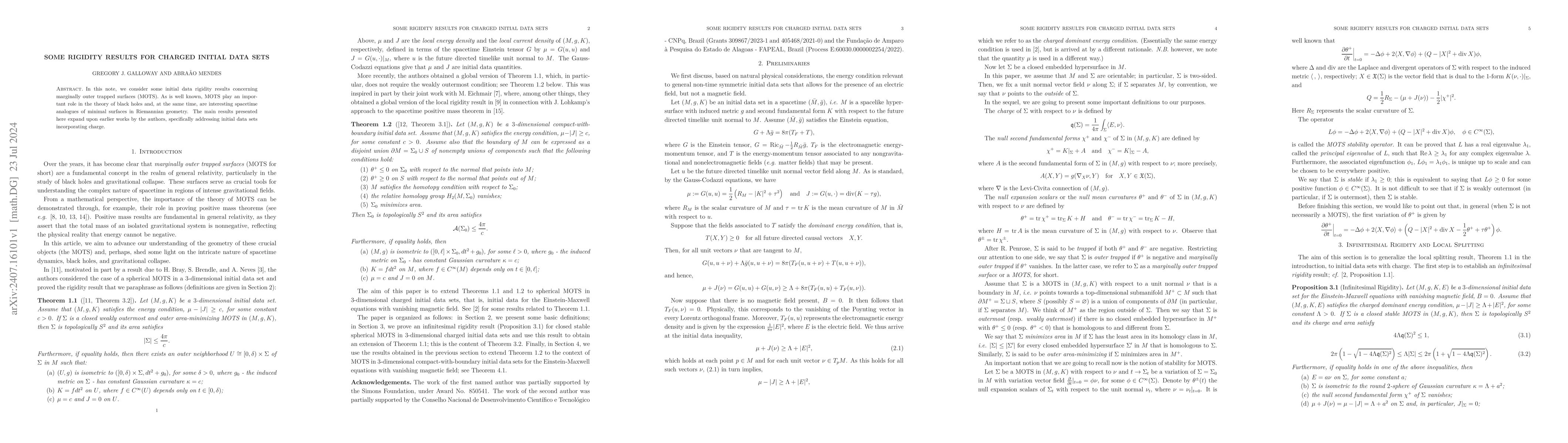 Thumbnail for Some rigidity results for charged initial data sets
