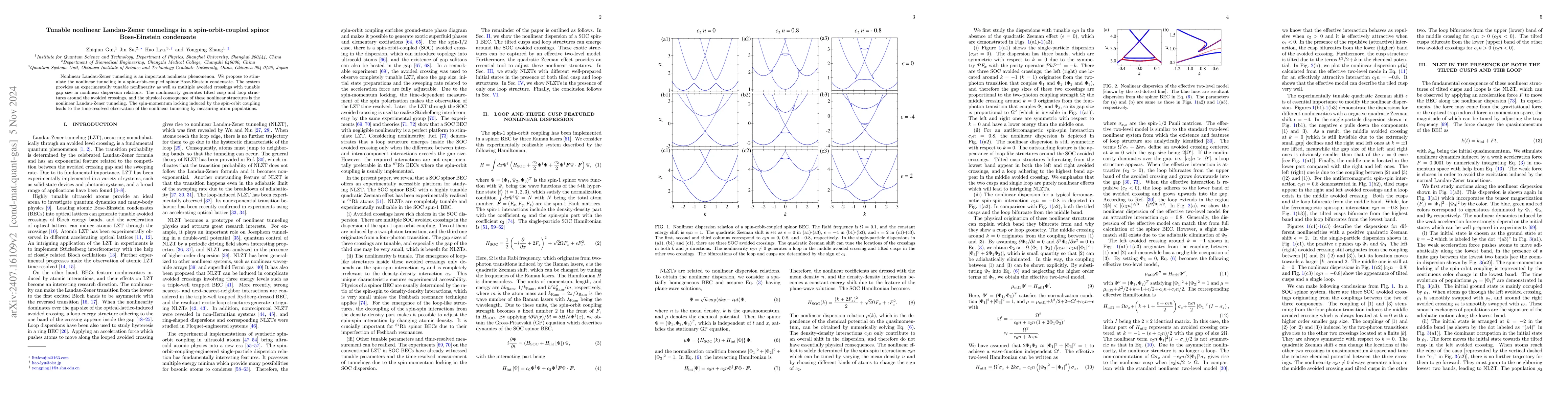 Thumbnail for Tunable nonlinear Landau-Zener tunnelings in a spin-orbit-coupled spinor
  Bose-Einstein condensate