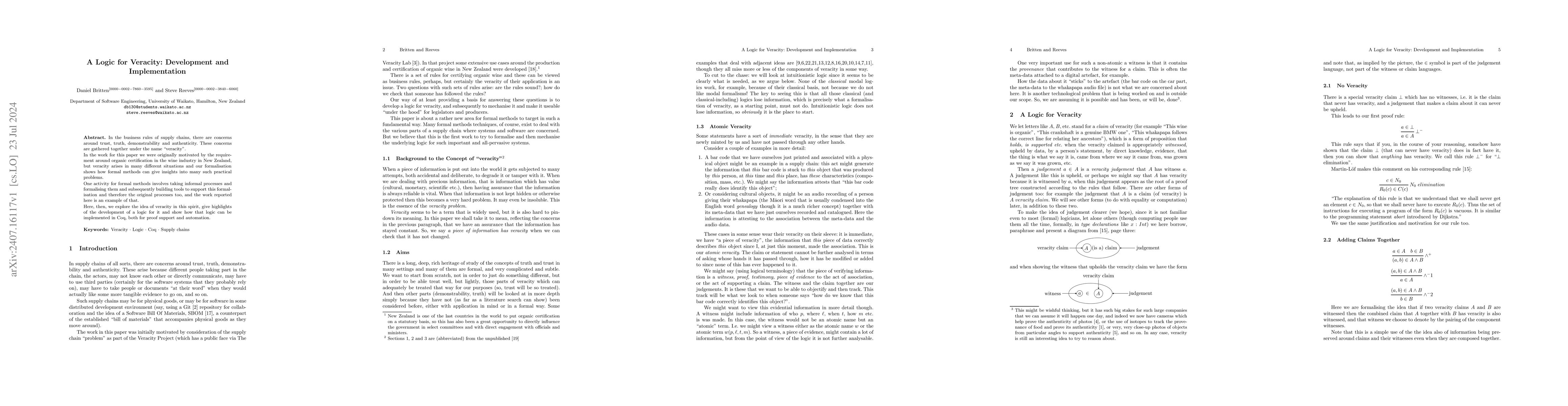 Thumbnail for A Logic for Veracity: Development and Implementation