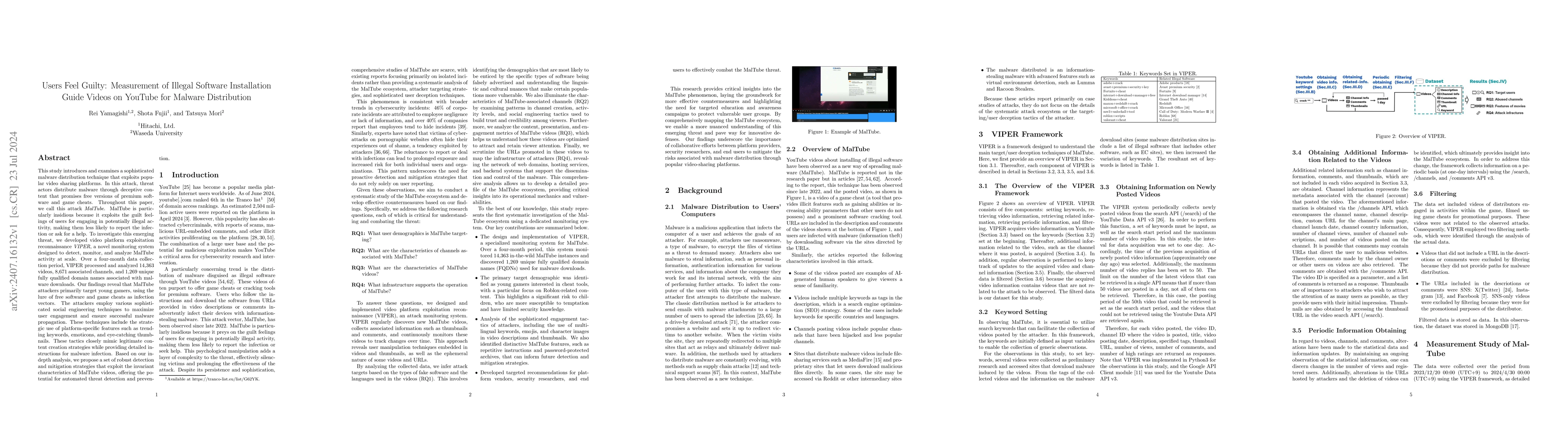 Thumbnail for Users Feel Guilty: Measurement of Illegal Software Installation Guide
  Videos on YouTube for Malware Distribution